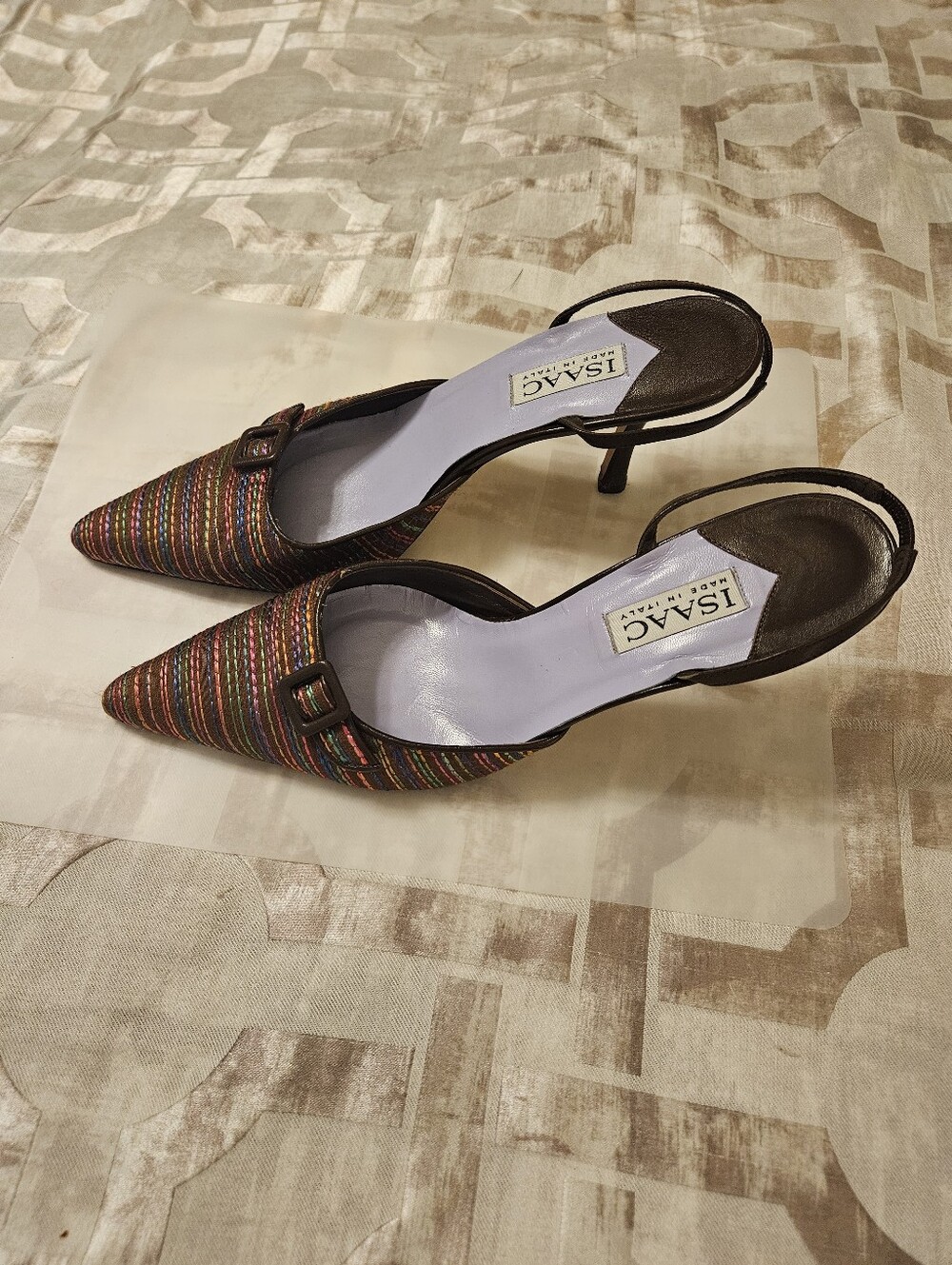 Isaac Mizrahi Brown Multicolor Slingback Heels